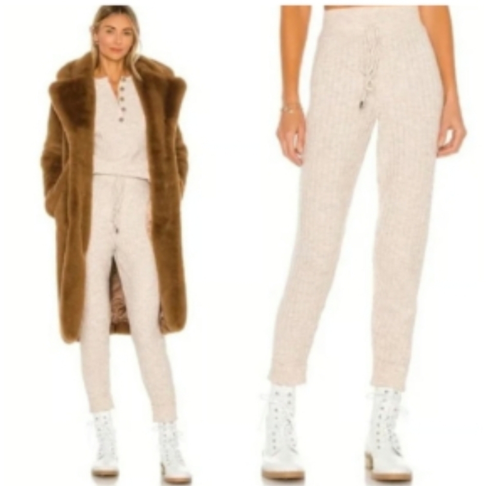New*Free People Intimately Free knit Around The Clock Joggers Pants S Oatmeal